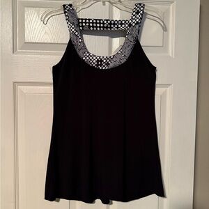 Byer California Black and White Tank Top with Gingham Detail